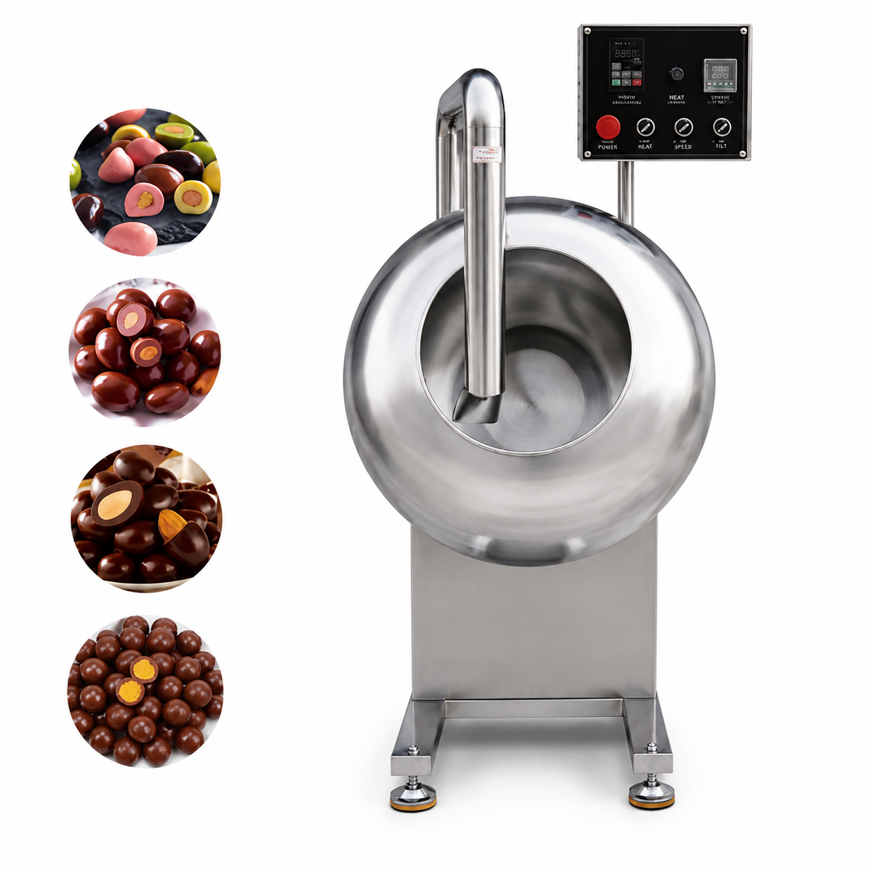 WNJ Automatic Chocolate Coating Pan Machine for Nuts, Candies & Chocolate Polishing | Stainless Steel BY Series