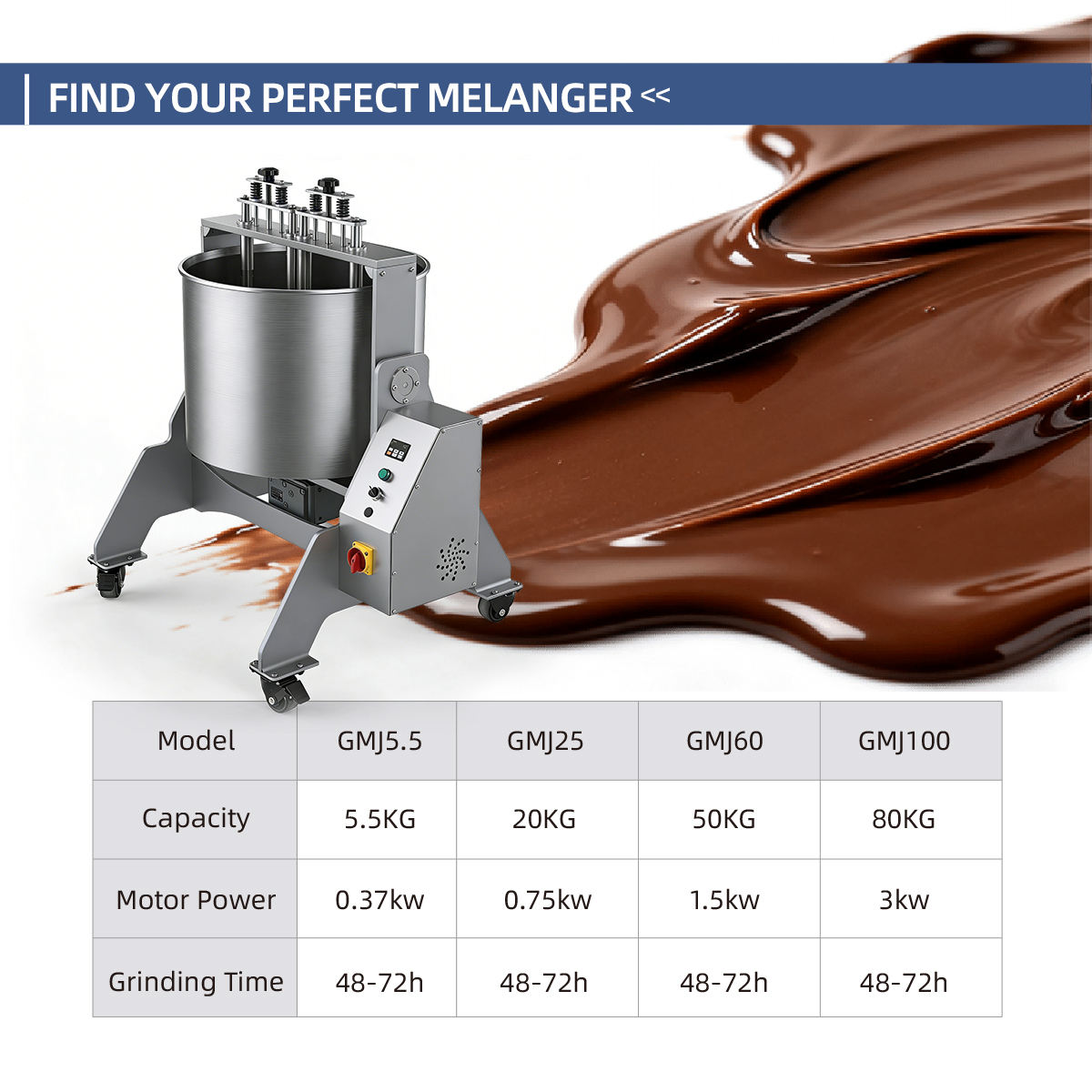 5.5KG-100KG WNJchocolate melanger machine cocoa stone milling machine for sale
