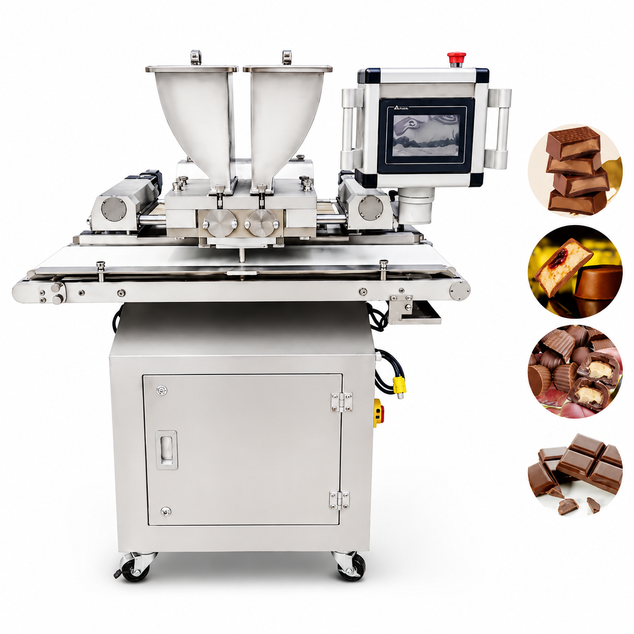 WNJ Small Filled Chocolate Depositing Machine with PLC Control for Pralines, Truffles & Chocolate Center Filling Production