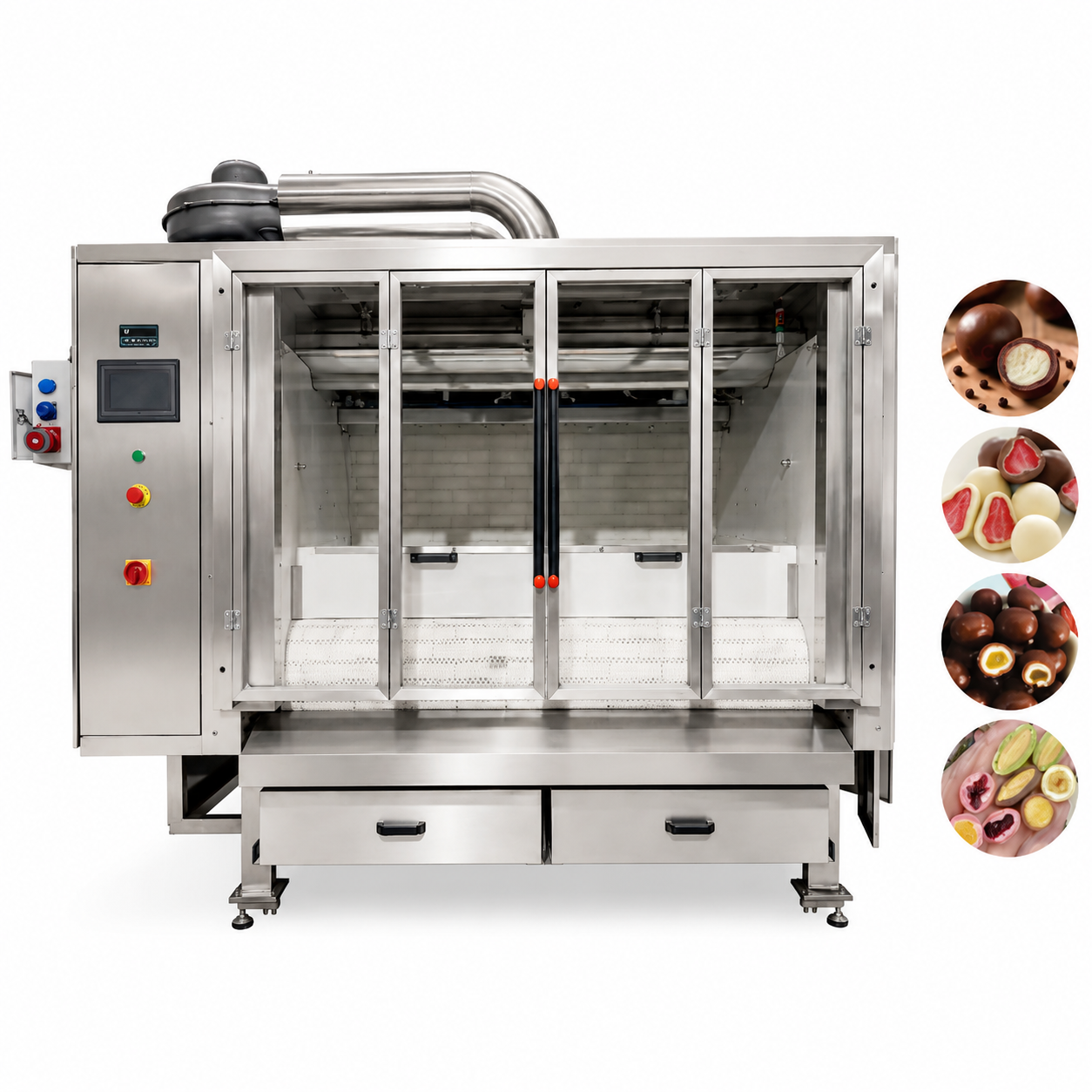 WNJ Automatic Belt Coating Machine for Chocolate Products | Continuous Chocolate Enrobing System