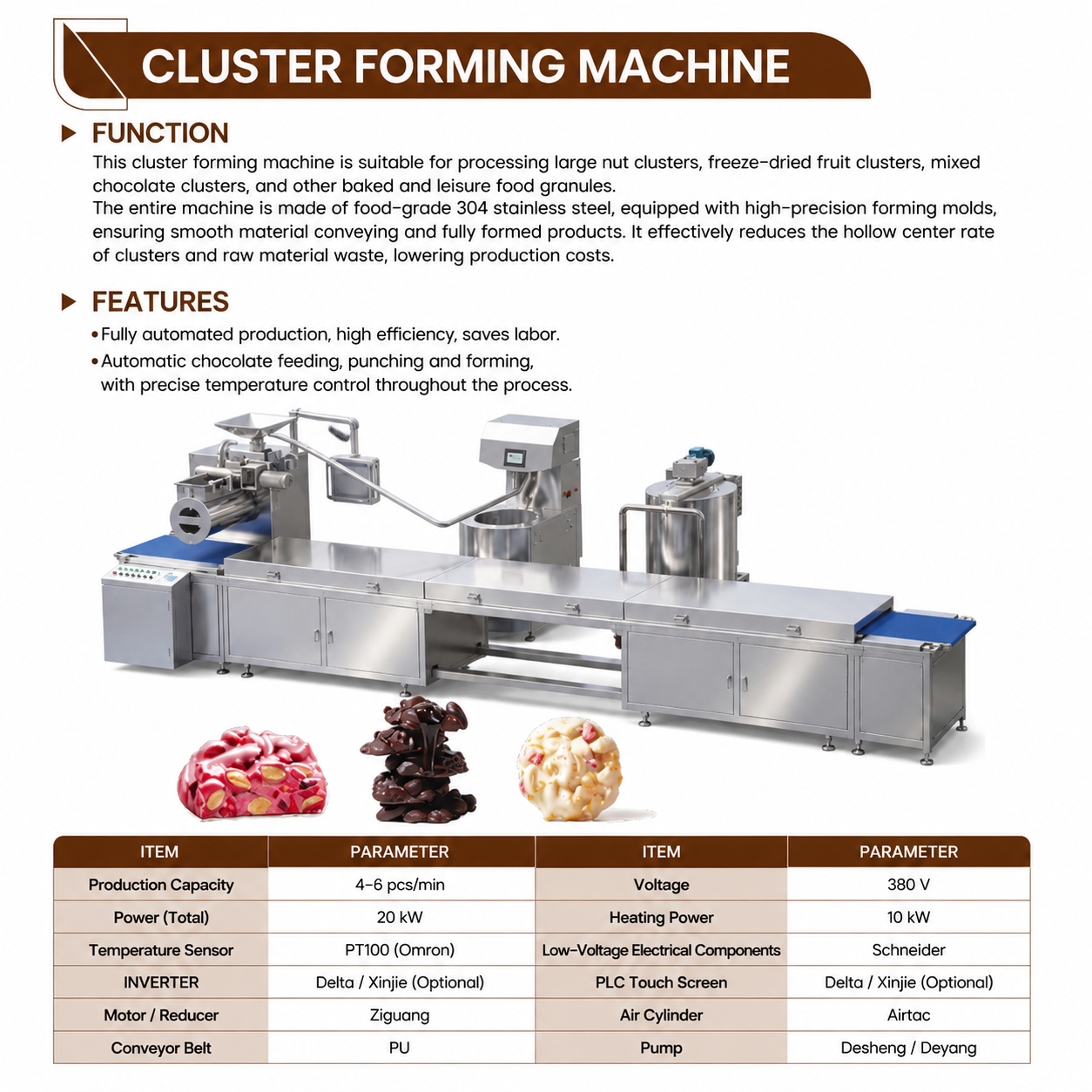 WNJ Automatic Cluster Forming Machine for Chocolate, Nut & Fruit Clusters | High Precision Food Forming Equipment
